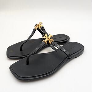 Tory Burch Roxanne Flat Thong Jelly Sandals Women's Black Size US5 EU36